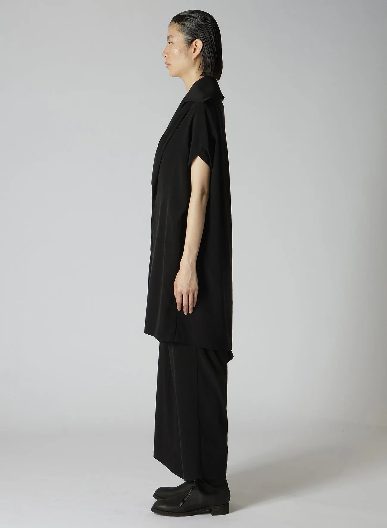 TA/PE CREPE DE CHINE DRAPED NECK DRESS