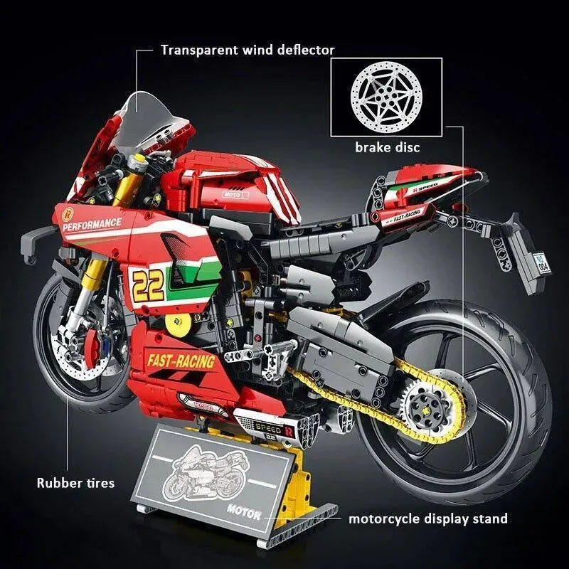 Tech MOC Ducati V4R Sport Motorcycle Bricks Toys 85004