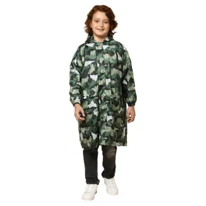 THE CLOWNFISH Laurel Series Kids Waterproof PVC Longcoat with Adjustable Hood & Extra Space for Backpack/Schoolbag Holding. Printed Plastic Pouch. Kid Age-4-5 years (Size-27-Purple)