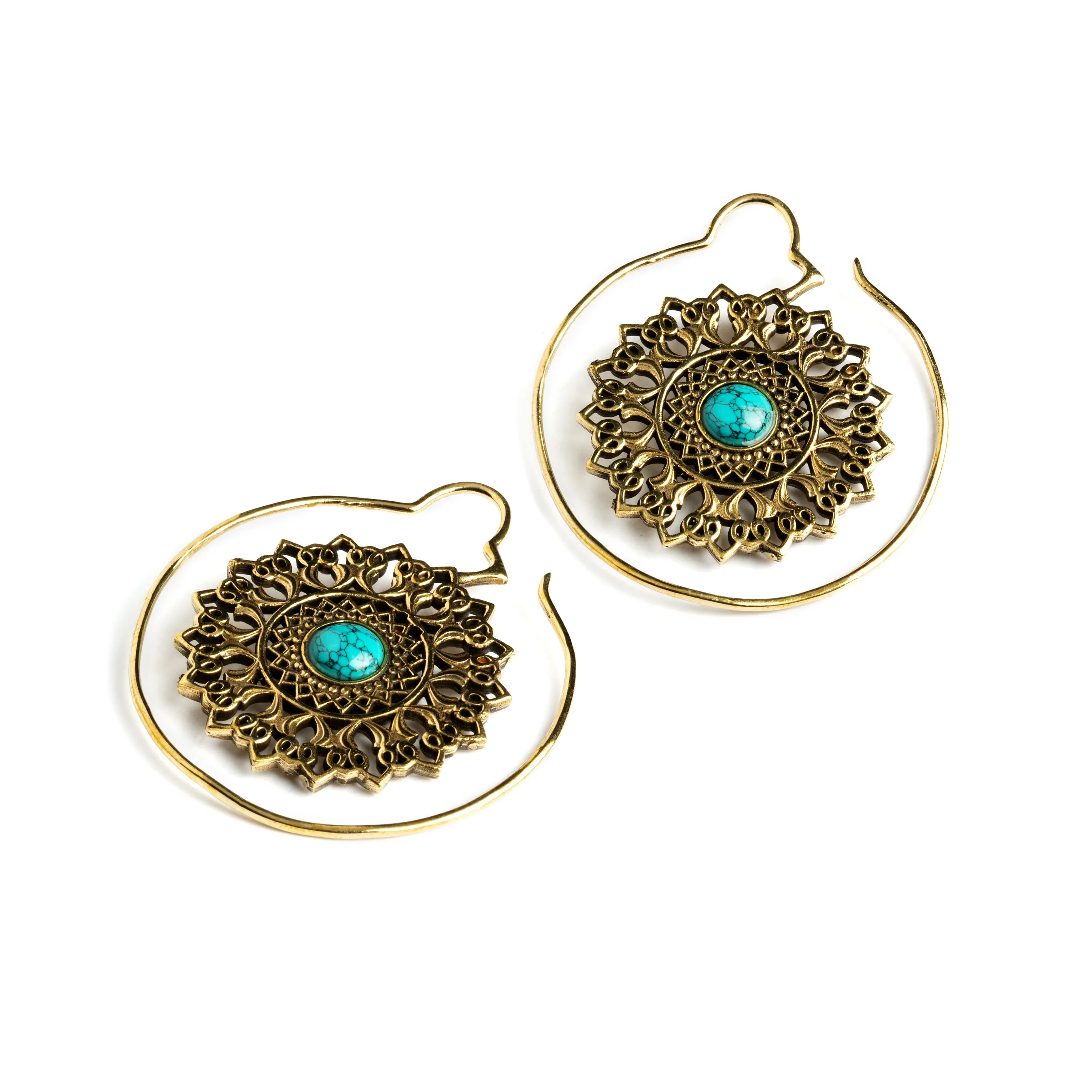 Turquoise Padma Mandala Earrings