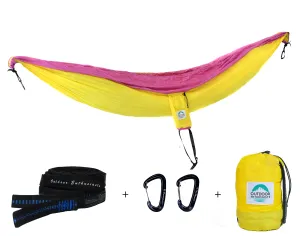 Two Person Portable Hammock | Sunshine Yellow & Pink