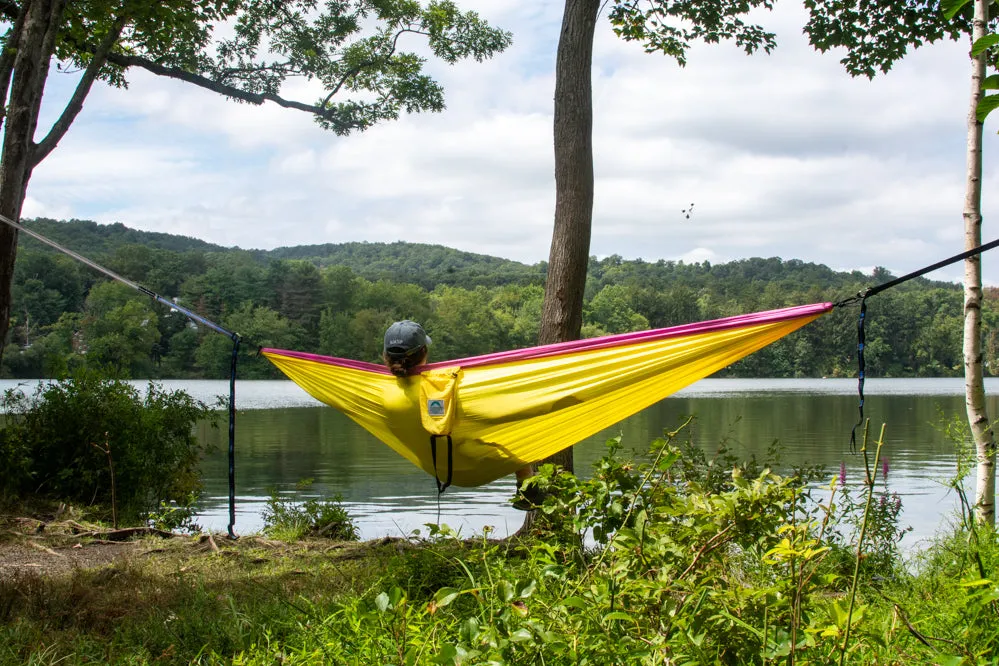 Two Person Portable Hammock | Sunshine Yellow & Pink