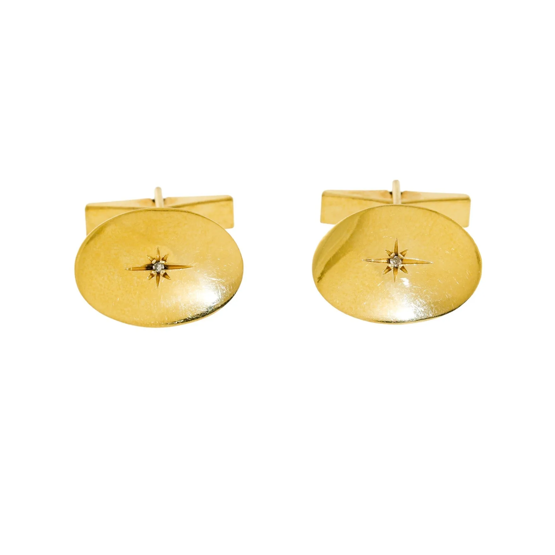 Vintage 10k Art-Nouveau Diamond Star Cuff Links