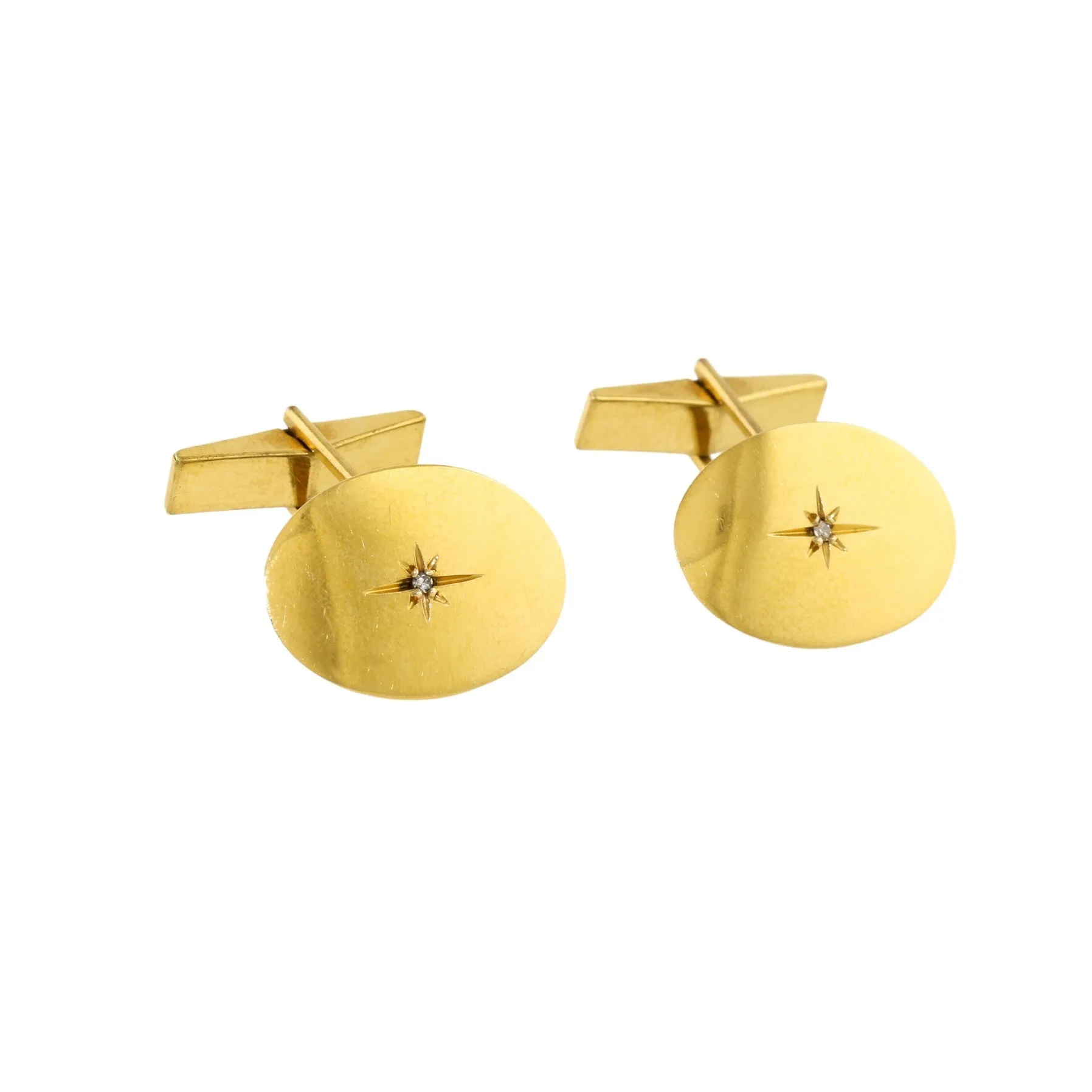 Vintage 10k Art-Nouveau Diamond Star Cuff Links