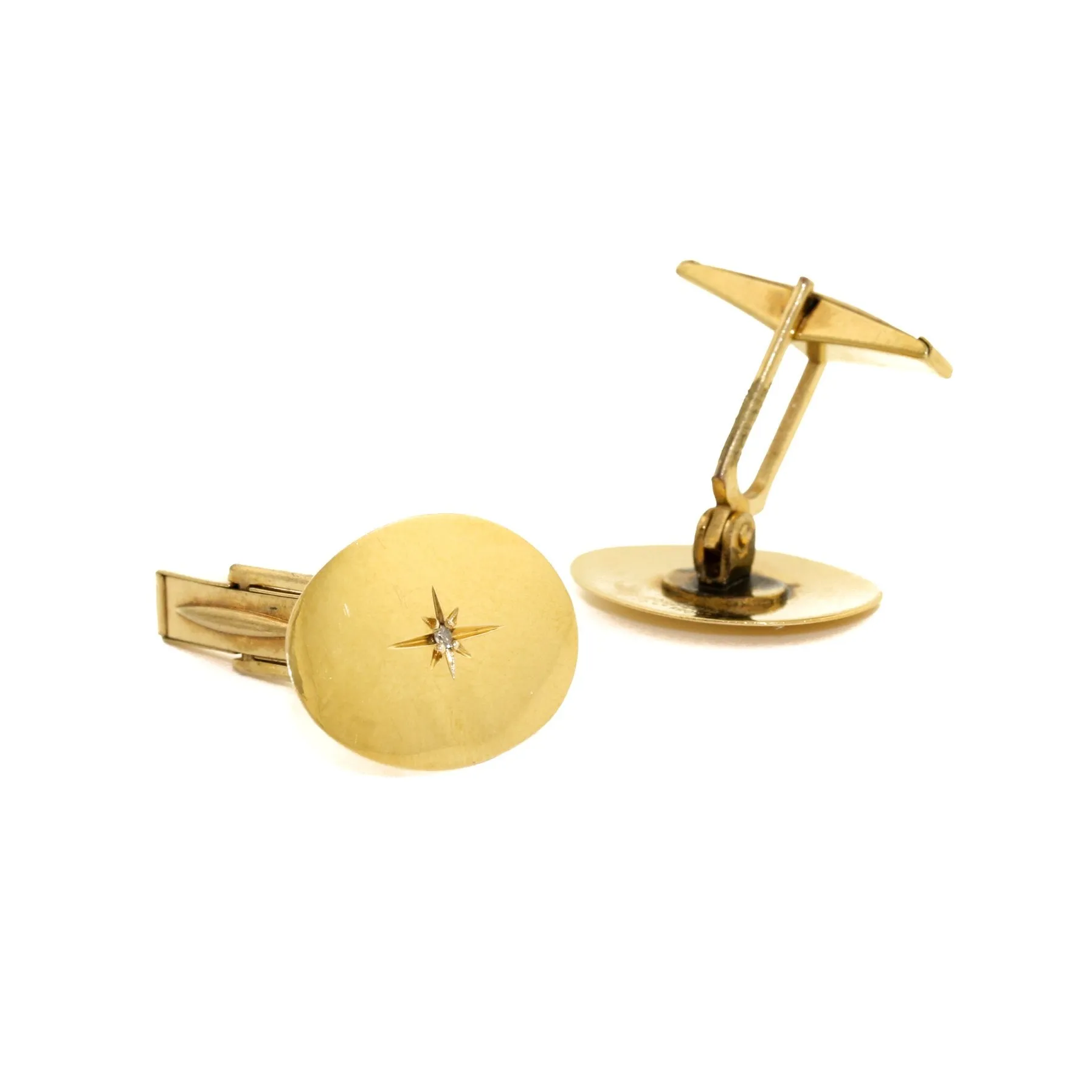 Vintage 10k Art-Nouveau Diamond Star Cuff Links