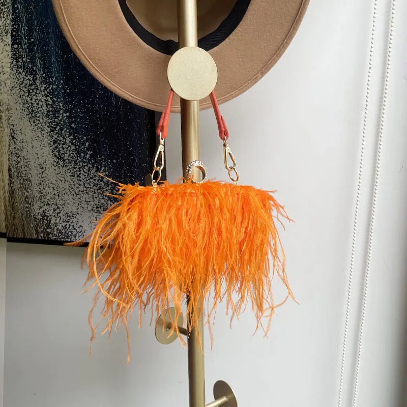 Vintage Sling Ostrich Feathers Evening Bag-Showtown