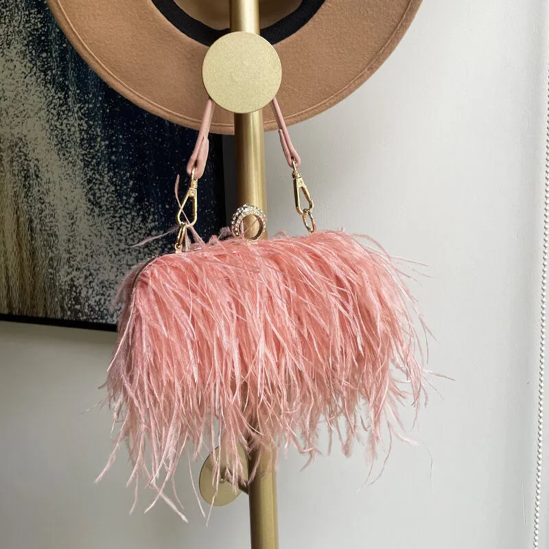 Vintage Sling Ostrich Feathers Evening Bag-Showtown