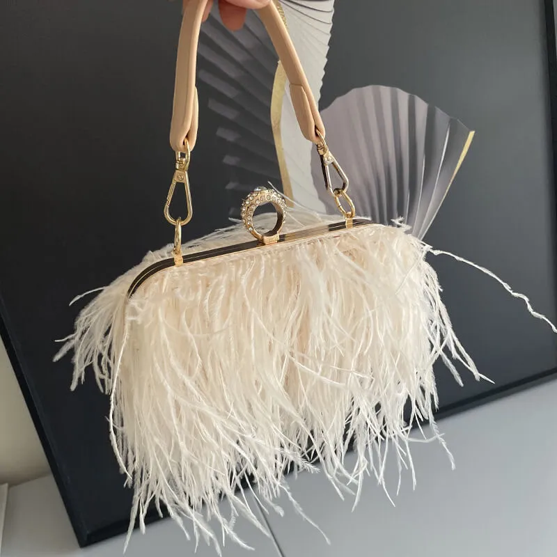 Vintage Sling Ostrich Feathers Evening Bag-Showtown