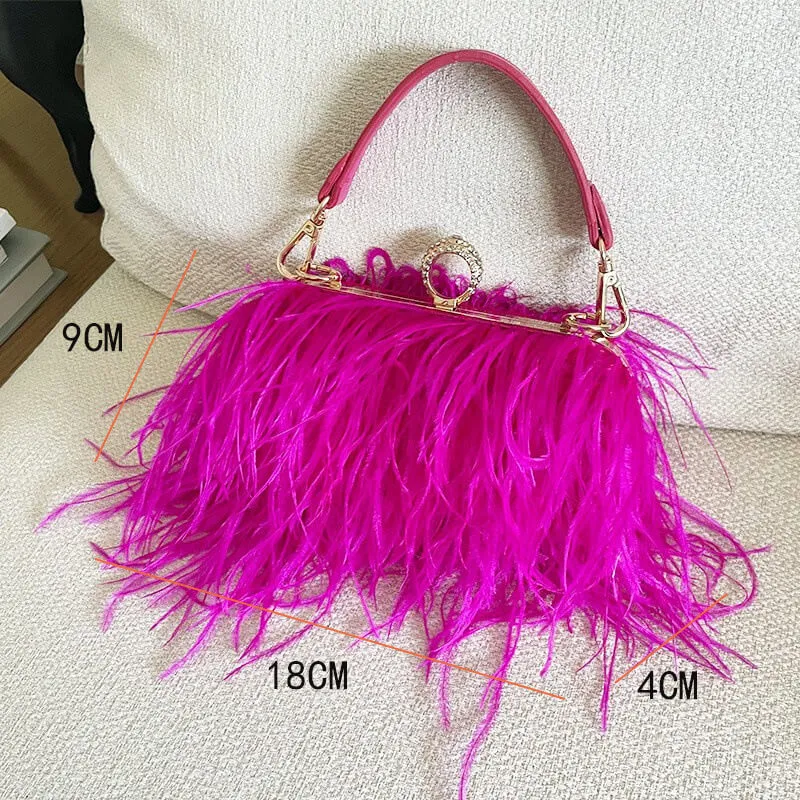Vintage Sling Ostrich Feathers Evening Bag-Showtown