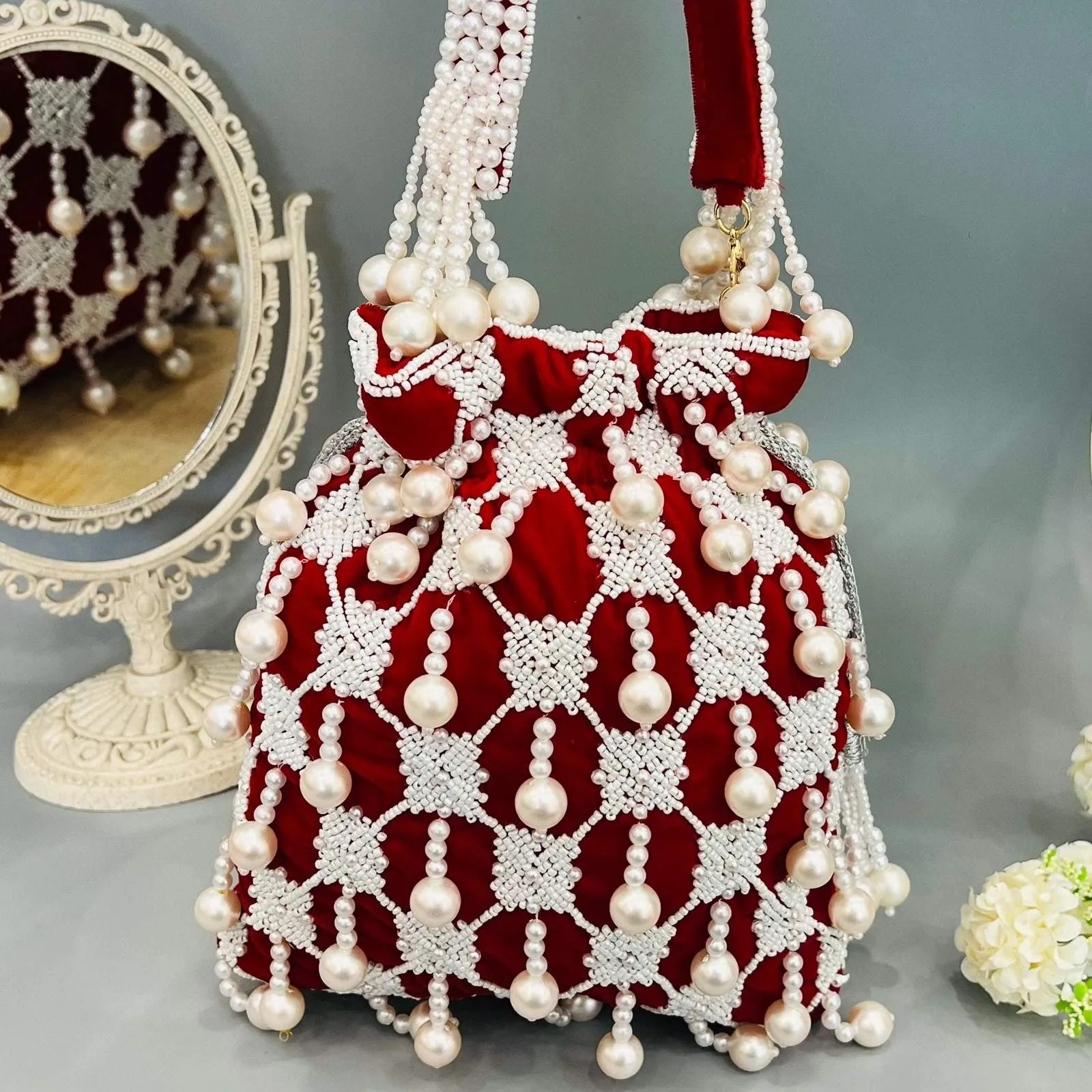 Vs Pearl potli Red