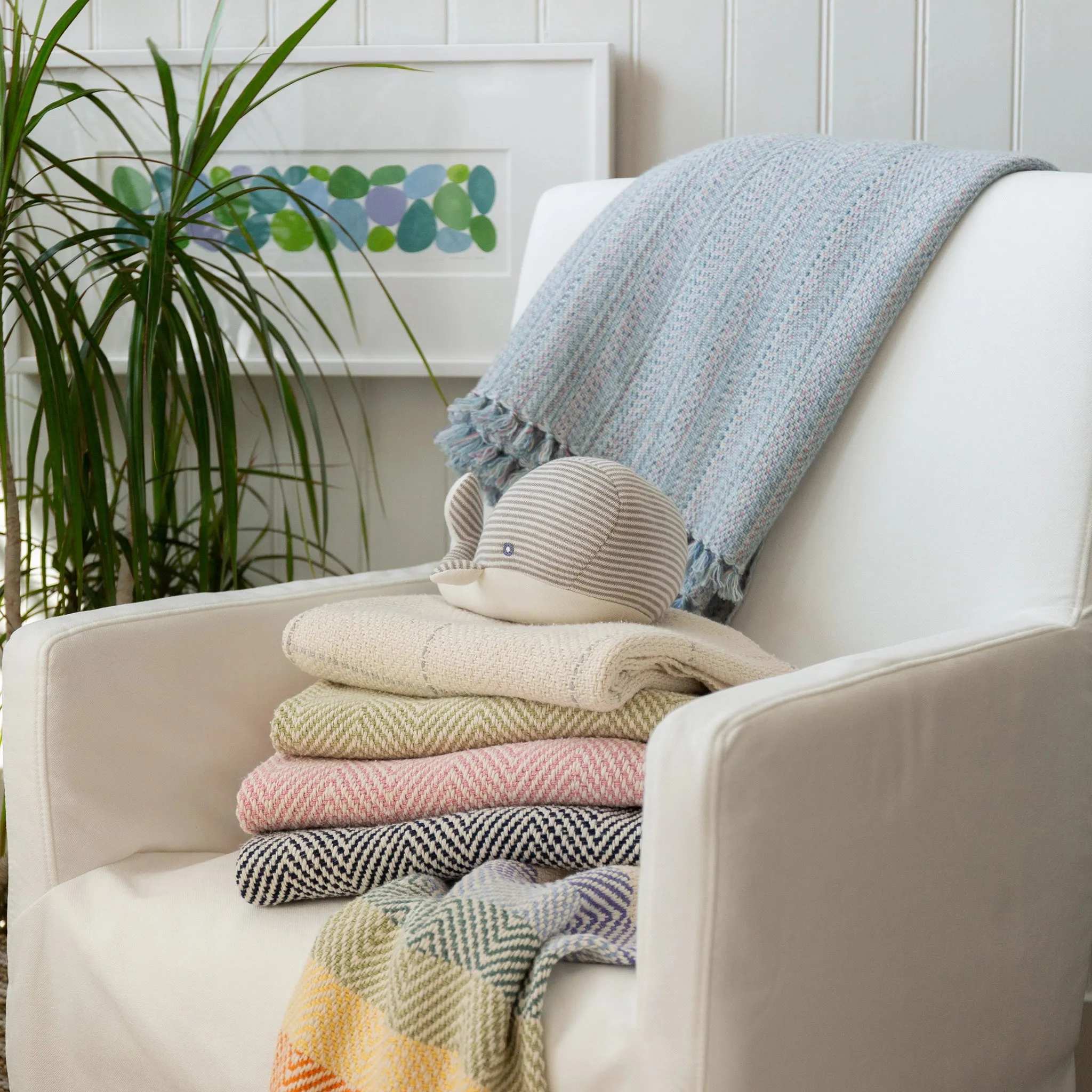 White and Gray Windowpane Baby Blanket