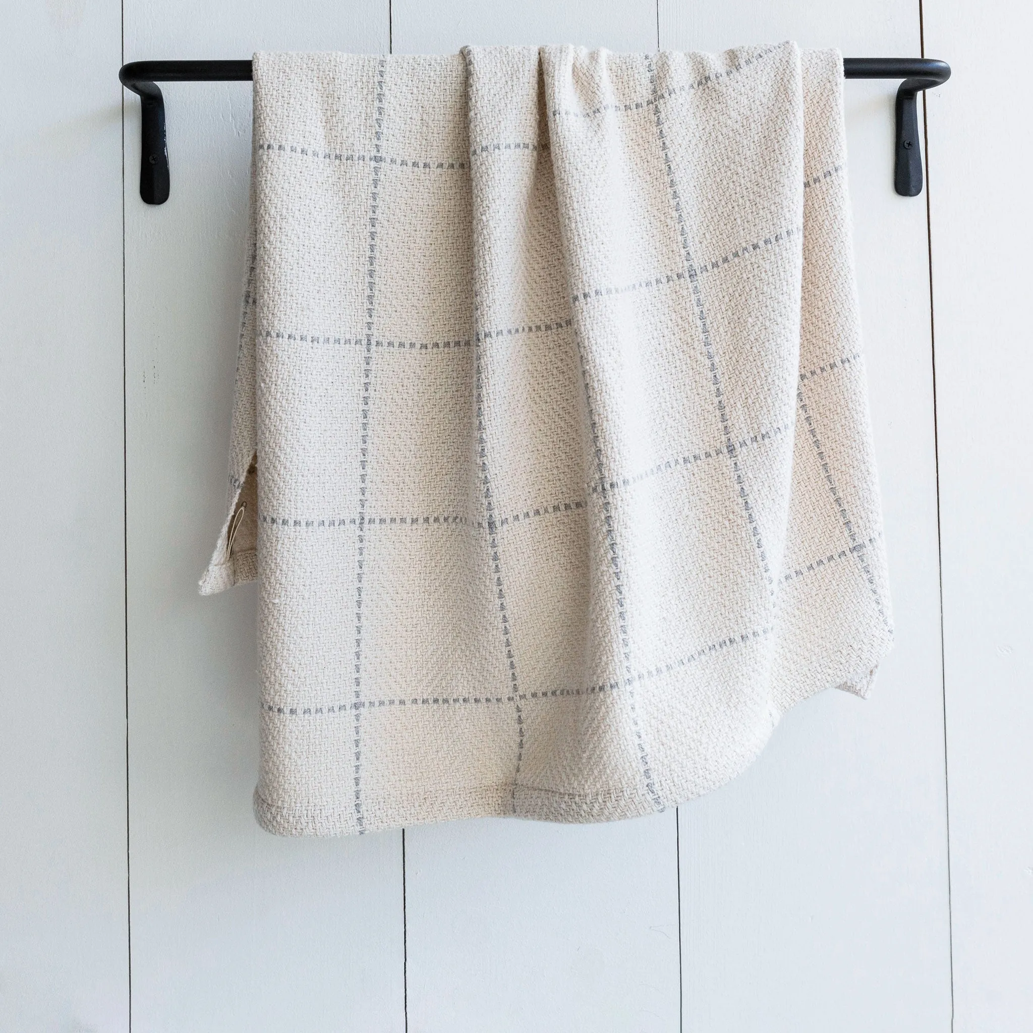 White and Gray Windowpane Baby Blanket