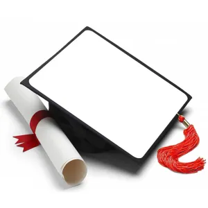White Background Grad Cap Tassel Topper