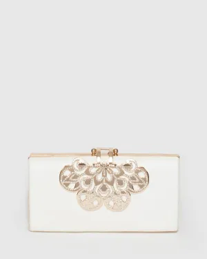 White Quinn Clip Evening Clutch Bag