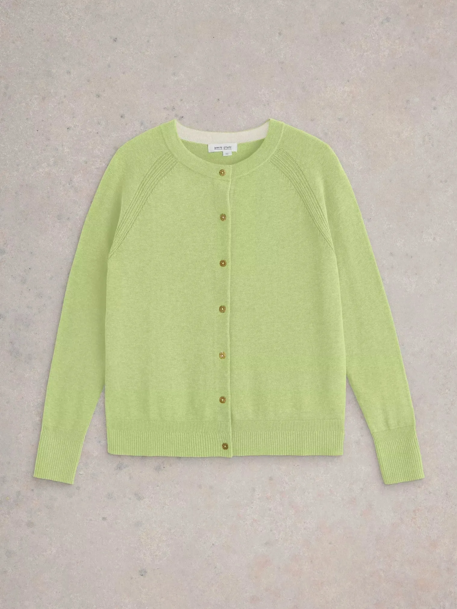 White Stuff Lulu Crew Neck Cardi in Bright Yellow