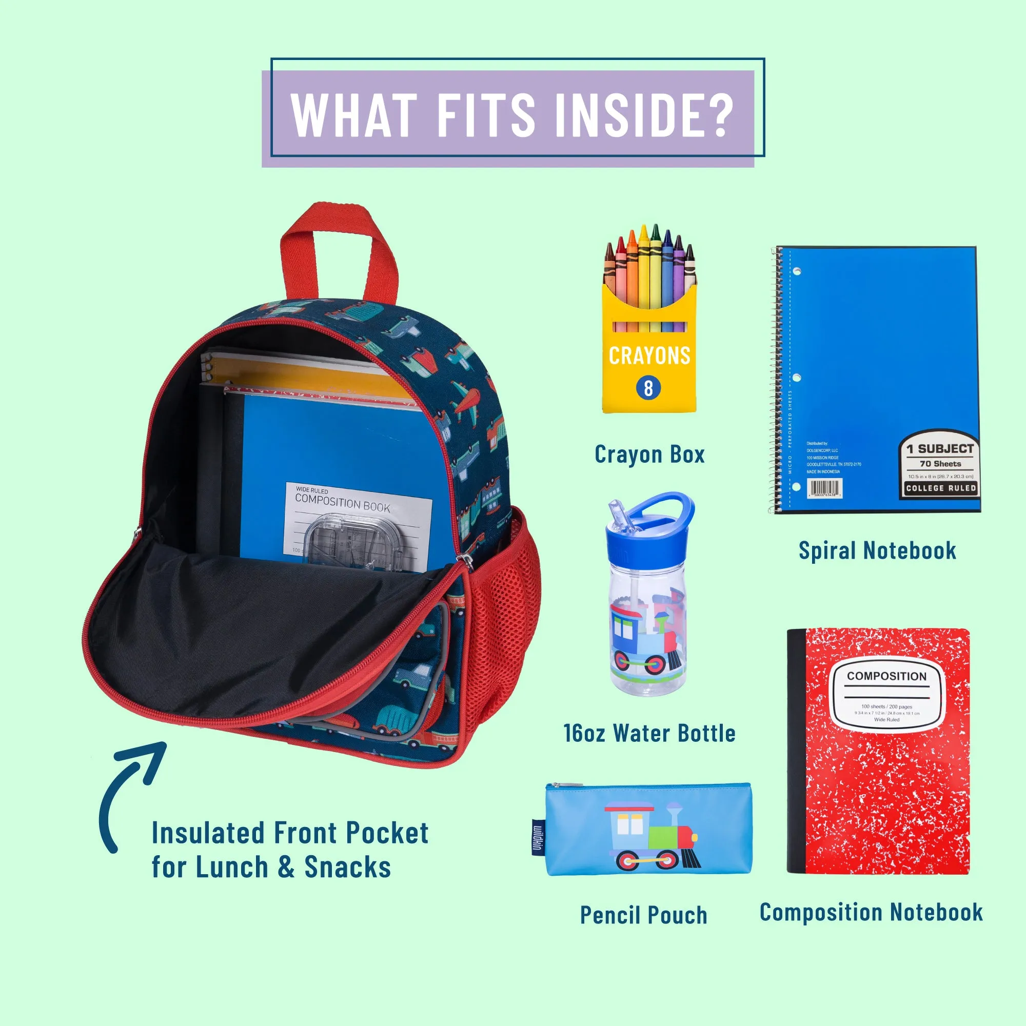 Wildkin Transportation Kids Pack 'n Snack Backpack