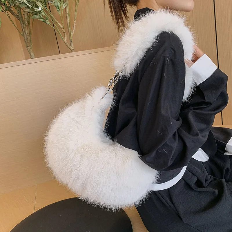 Winter Fox Fur Crossbody Bags For Women-Showtown