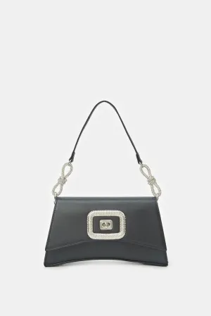 Women Black Embellished Evening Bag