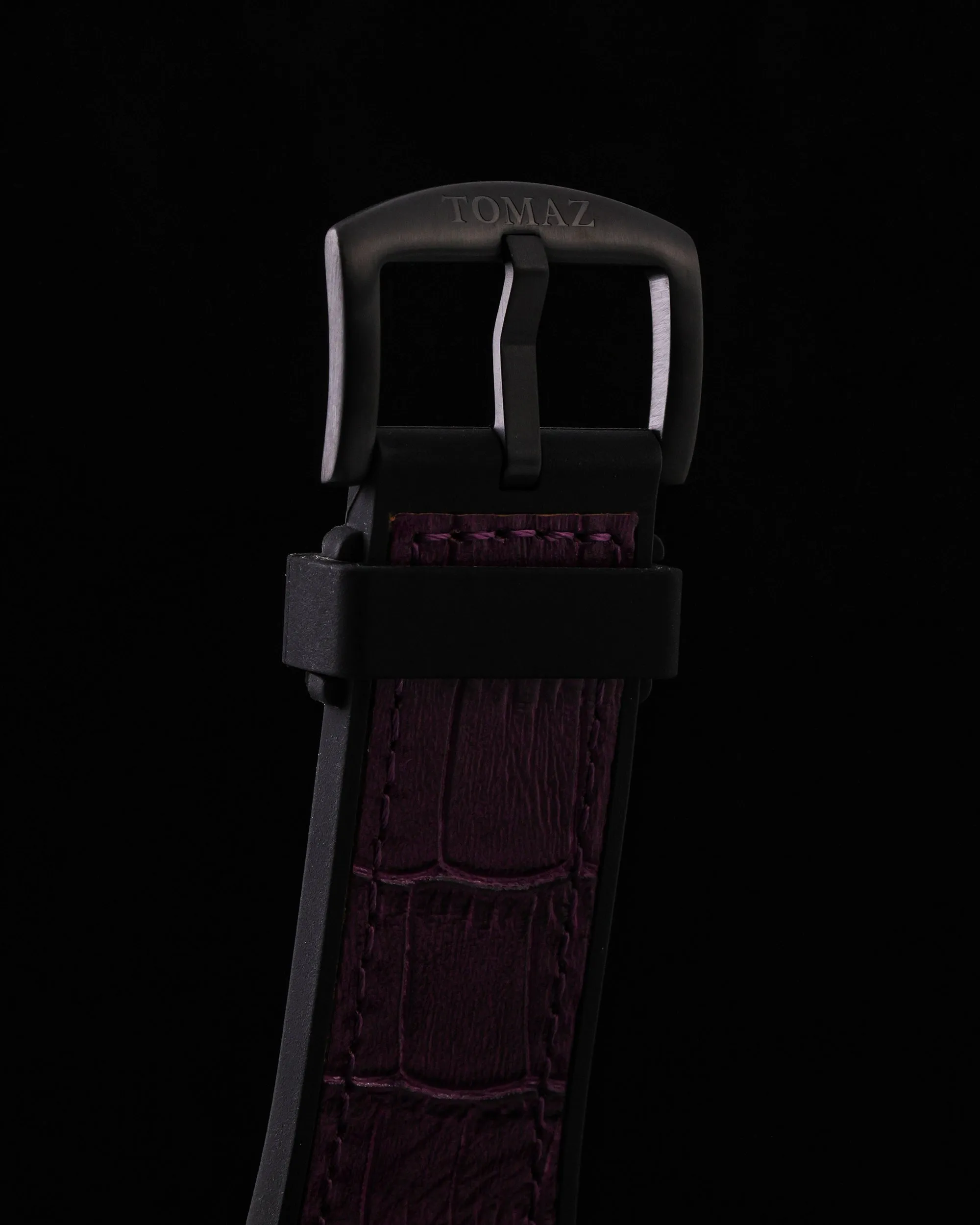 Xavier XL TW033-D2 (Black/Purple) with Purple Swarovski (Purple Bamboo Leather Strap)