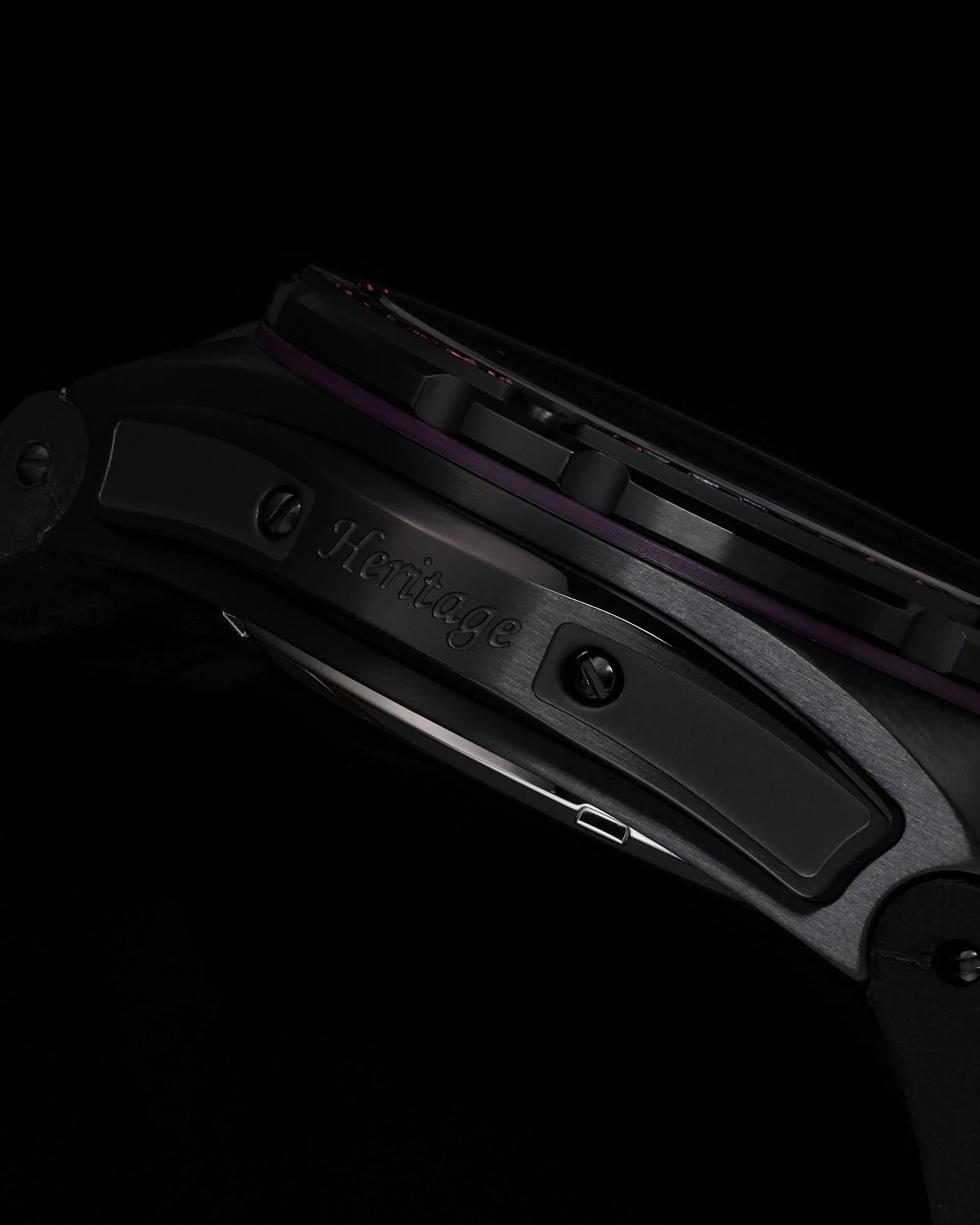 Xavier XL TW033-D2 (Black/Purple) with Purple Swarovski (Purple Bamboo Leather Strap)