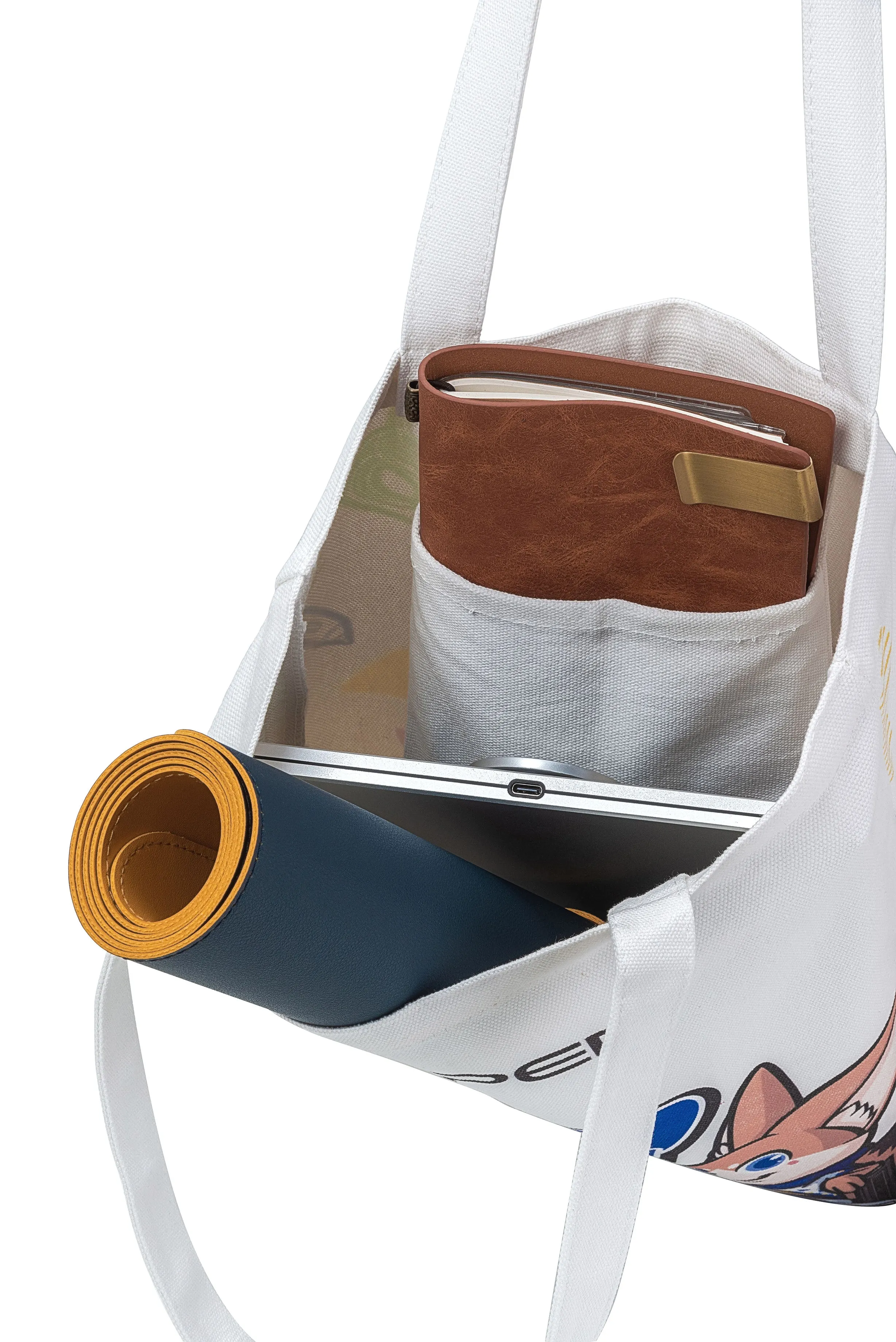 XP-Pen ACB01 400mm x 300mm Canvas Tote Cotton Bag with Inside Compartment for Tablets Books Storage