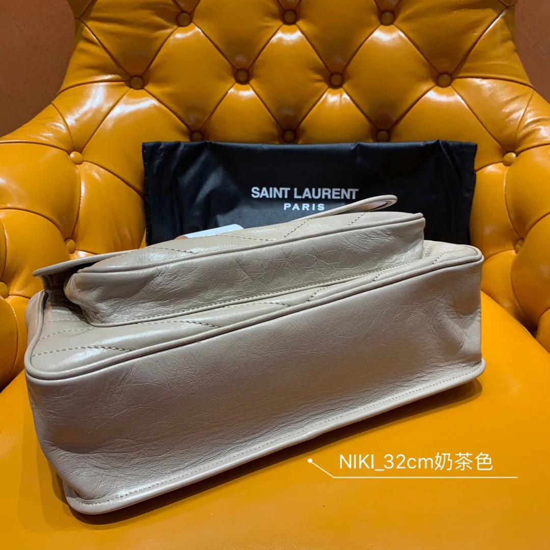 YSK196 Niki medium chain bag in crinkled vintage leather / HIGHEST QUALITY VERSION /11 x 7.8 x 3.3 INCHES