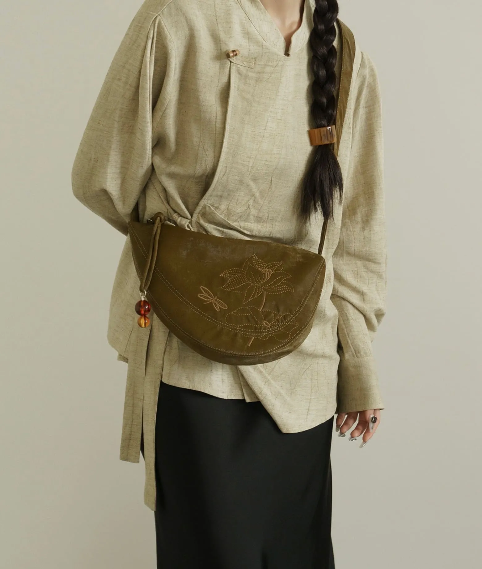 ZEN GARDEN embroidered saddle bag