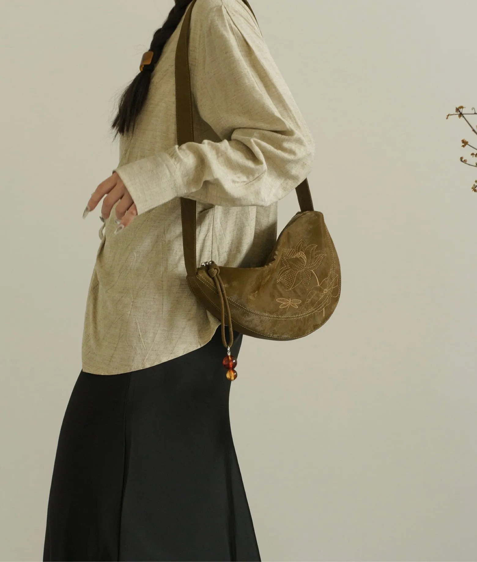 ZEN GARDEN embroidered saddle bag