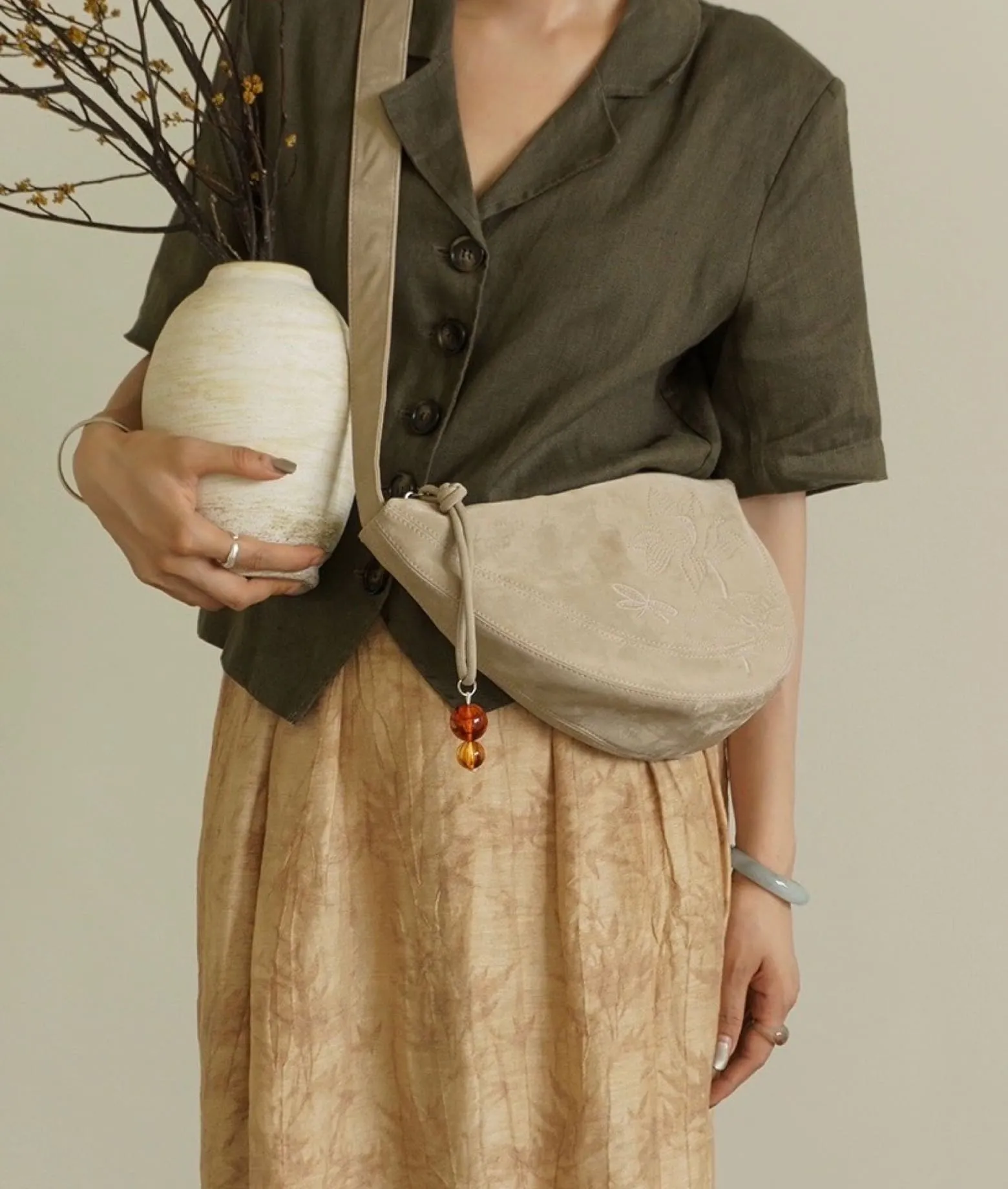ZEN GARDEN embroidered saddle bag