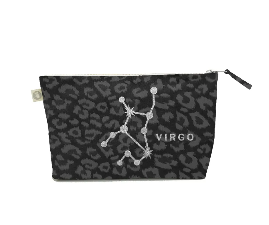 Zodiac Black Leopard Large Makeup Bag  - Virgo